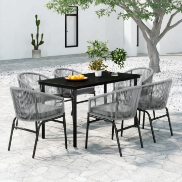 Set mobilier de grădină, 7 piese, gri - Img 1