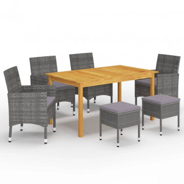 Set mobilier de grădină, 7 piese, gri - Img 1