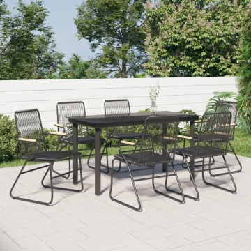 Set mobilier de grădină, 7 piese, negru, ratan PVC - Img 1