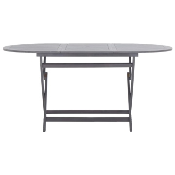 Set mobilier de grădină, 9 piese, gri, lemn masiv de acacia - Img 3