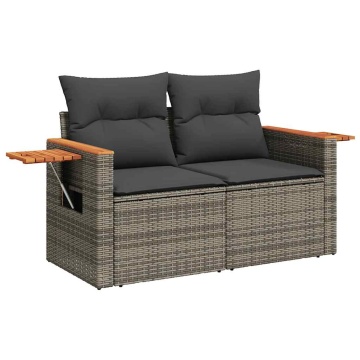 Set mobilier de grădină cu perne, 10 piese, gri, poliratan - Img 8