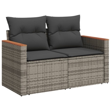 Set mobilier de grădină cu perne, 10 piese, gri, poliratan - Img 8