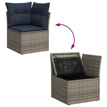 Set mobilier de grădină cu perne, 10 piese, gri, poliratan - Img 6