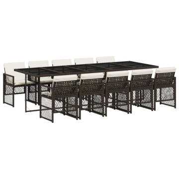 Set mobilier de grădină cu perne, 11 piese, maro, poliratan - Img 2