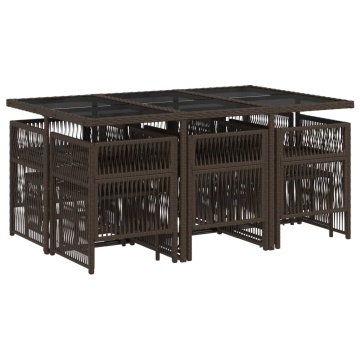 Set mobilier de grădină cu perne, 11 piese, maro, poliratan - Img 3