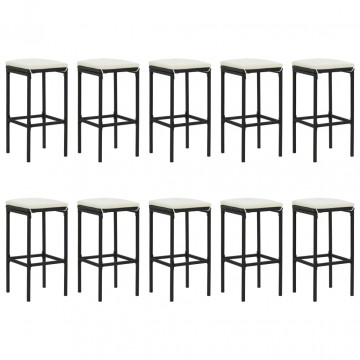 Set mobilier de grădină cu perne, 11 piese, negru, poliratan - Img 4
