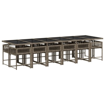 Set mobilier de grădină cu perne, 13 piese, gri, poliratan - Img 3