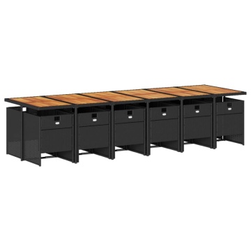 Set mobilier de grădină cu perne, 13 piese, negru, poliratan - Img 3