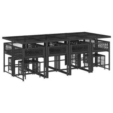 Set mobilier de grădină cu perne, 13 piese, negru, poliratan - Img 3