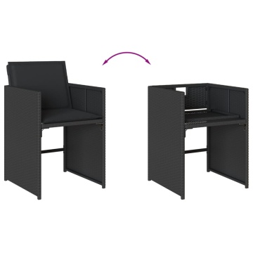 Set mobilier de grădină cu perne, 13 piese, negru, poliratan - Img 6