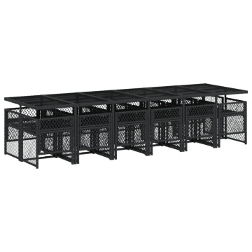 Set mobilier de grădină cu perne, 13 piese, negru, poliratan - Img 8