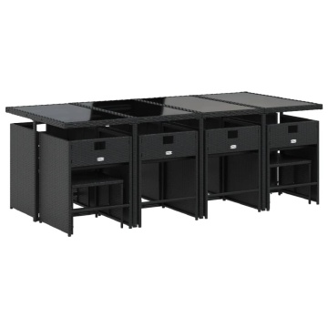Set mobilier de grădină cu perne, 13 piese, negru, poliratan - Img 3