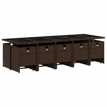 Set mobilier de grădină cu perne, 15 piese, maro, poliratan - Img 3