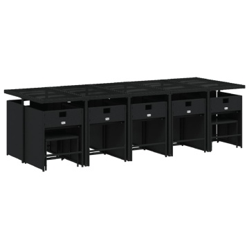 Set mobilier de grădină cu perne, 15 piese, negru, poliratan - Img 5