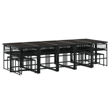 Set mobilier de grădină cu perne, 15 piese, negru, poliratan - Img 3