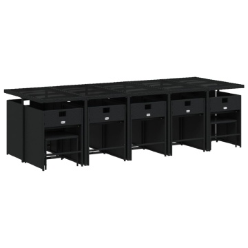 Set mobilier de grădină cu perne, 15 piese, negru, poliratan - Img 3