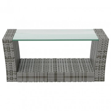 Set mobilier de grădină cu perne, 16 piese, gri, poliratan - Img 7