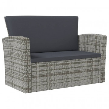 Set mobilier de grădină cu perne, 16 piese, gri, poliratan - Img 8