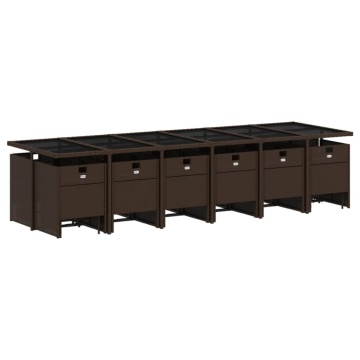 Set mobilier de grădină cu perne, 17 piese, maro, poliratan - Img 3