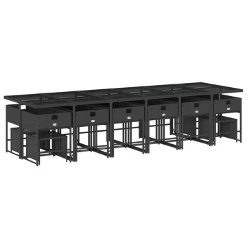 Set mobilier de grădină cu perne, 17 piese, negru, poliratan - Img 8