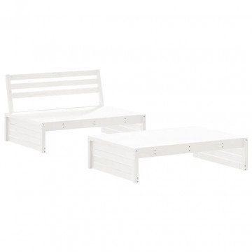 Set mobilier de grădină cu perne, 2 piese, alb, lemn masiv - Img 3