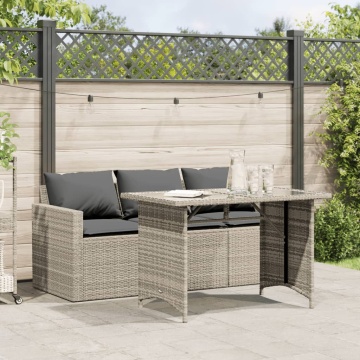 Set mobilier de grădină cu perne 2 piese gri deschis poliratan - Img 1