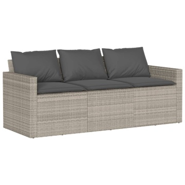 Set mobilier de grădină cu perne 2 piese gri deschis poliratan - Img 4