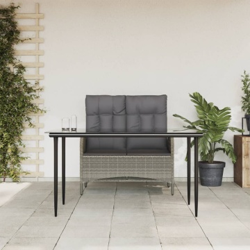 Set mobilier de grădină cu perne, 2 piese, gri, poliratan - Img 1