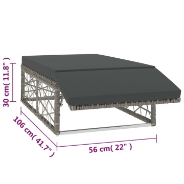 Set mobilier de grădină cu perne, 2 piese, gri, poliratan - Img 11