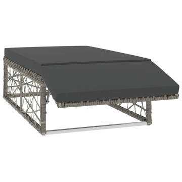 Set mobilier de grădină cu perne, 2 piese, gri, poliratan - Img 12
