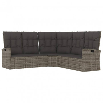 Set mobilier de grădină cu perne, 2 piese, gri, poliratan - Img 8