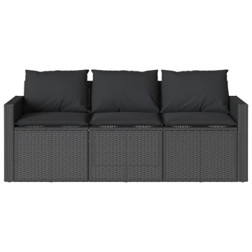 Set mobilier de grădină cu perne, 2 piese, negru, poliratan - Img 5