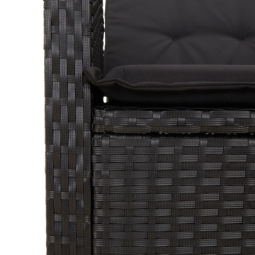 Set mobilier de grădină cu perne, 2 piese, negru, poliratan - Img 6
