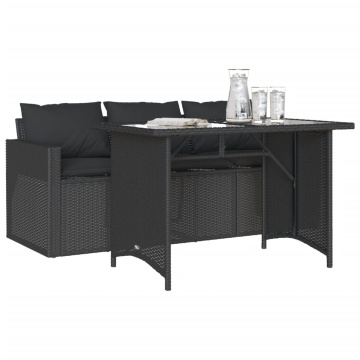 Set mobilier de grădină cu perne, 2 piese, negru, poliratan - Img 3