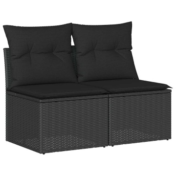 Set mobilier de grădină cu perne, 2 piese poliratan/lemn acacia - Img 1