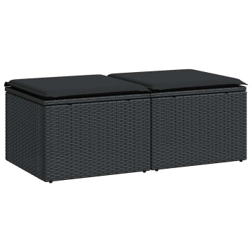 Set mobilier de grădină cu perne, 2 piese poliratan/lemn acacia - Img 2