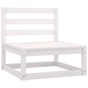 Set mobilier de grădină cu perne, 3 piese, alb, lemn masiv pin - Img 2