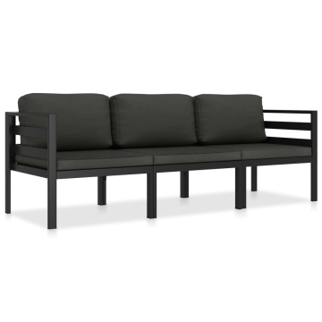 Set mobilier de grădină cu perne, 3 piese, antracit, aluminiu - Img 1