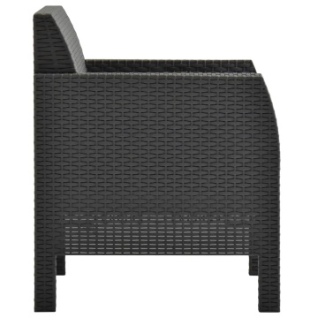 Set mobilier de grădină cu perne, 3 piese, antracit, PP ratan - Img 8