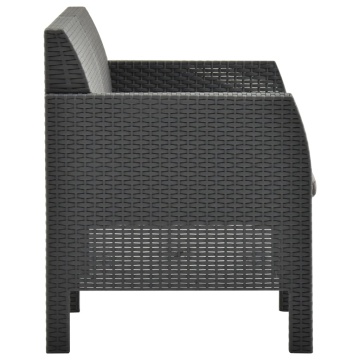 Set mobilier de grădină cu perne, 3 piese, antracit, PP ratan - Img 8