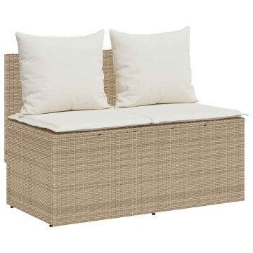 Set mobilier de grădină cu perne, 3 piese, bej, poliratan - Img 4