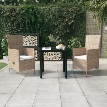 Set mobilier de grădină, cu perne, 3 piese, bej - Img 1