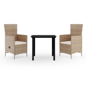 Set mobilier de grădină, cu perne, 3 piese, bej - Img 2
