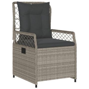 Set mobilier de grădină cu perne, 3 piese,gri deschis,poliratan - Img 3