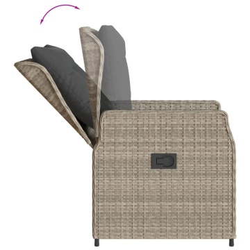 Set mobilier de grădină cu perne, 3 piese,gri deschis,poliratan - Img 8