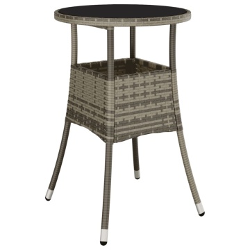 Set mobilier de grădină cu perne 3 piese gri poliratan & sticlă - Img 4