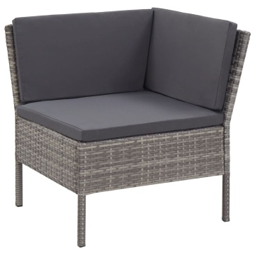 Set mobilier de grădină cu perne, 3 piese, gri, poliratan - Img 11