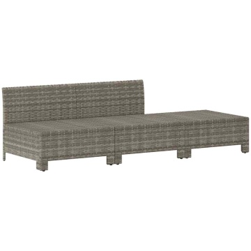 Set mobilier de grădină cu perne, 3 piese, gri, poliratan - Img 3
