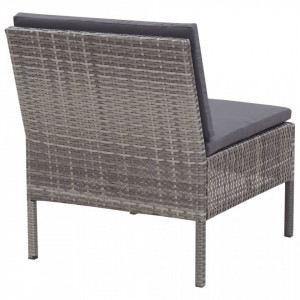 Set mobilier de grădină cu perne, 3 piese, gri, poliratan - Img 8