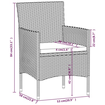Set mobilier de grădină, cu perne, 3 piese, gri și negru - Img 6
